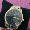 Classic Men's Watch – Black Dial with Gold-Tone Bezel