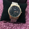 Classic Men's Watch – Black Dial with Gold-Tone Bezel