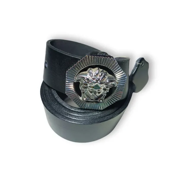 Versace Medusa Biggie Men's Black/Silver Leather Belt