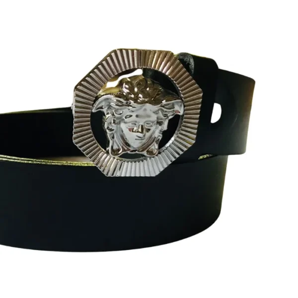 Versace Medusa Biggie Men's Black/Silver Leather Belt