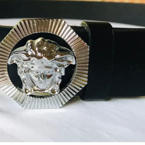Versace Medusa Biggie Men's Black/Silver Leather Belt