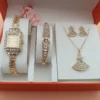 Elegant Gold-Plated Watch and Jewelry Set