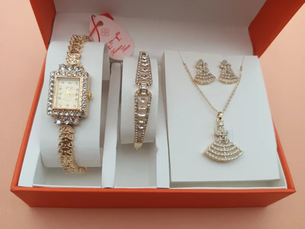 Elegant Gold-Plated Watch and Jewelry Set