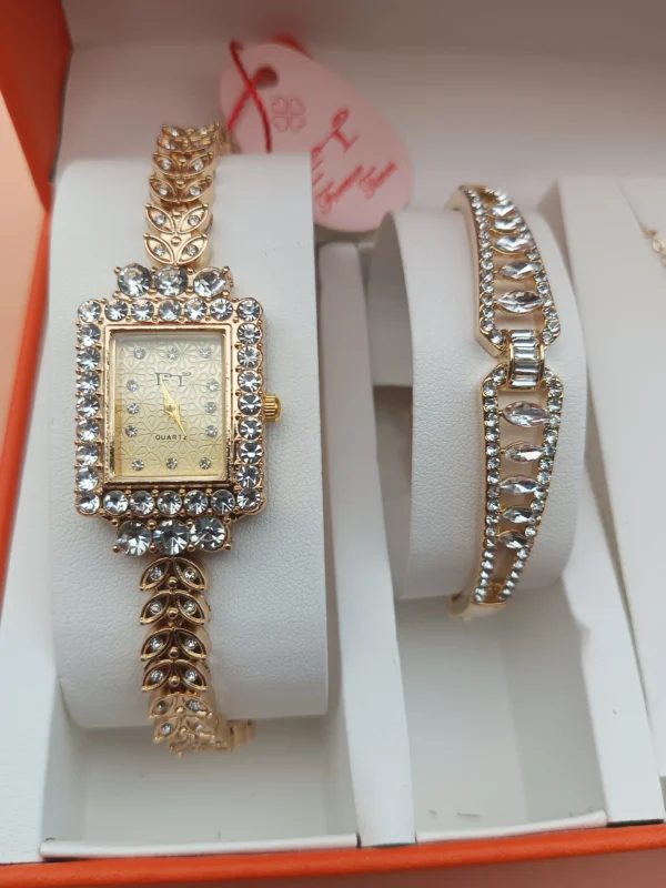 Elegant Gold-Plated Watch and Jewelry Set