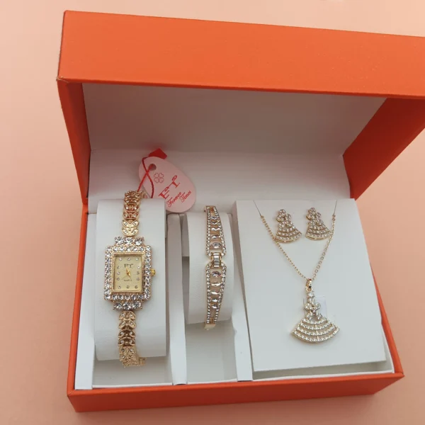 Elegant Gold-Plated Watch and Jewelry Set