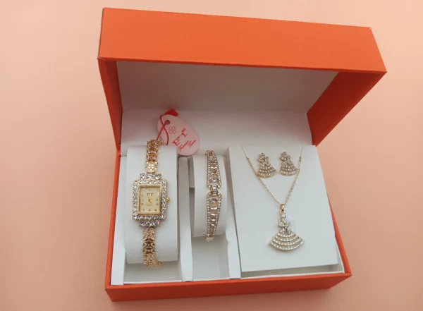 Elegant Gold-Plated Watch and Jewelry Set
