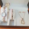 Rose Gold-Plated Watch and Heart Jewelry Set