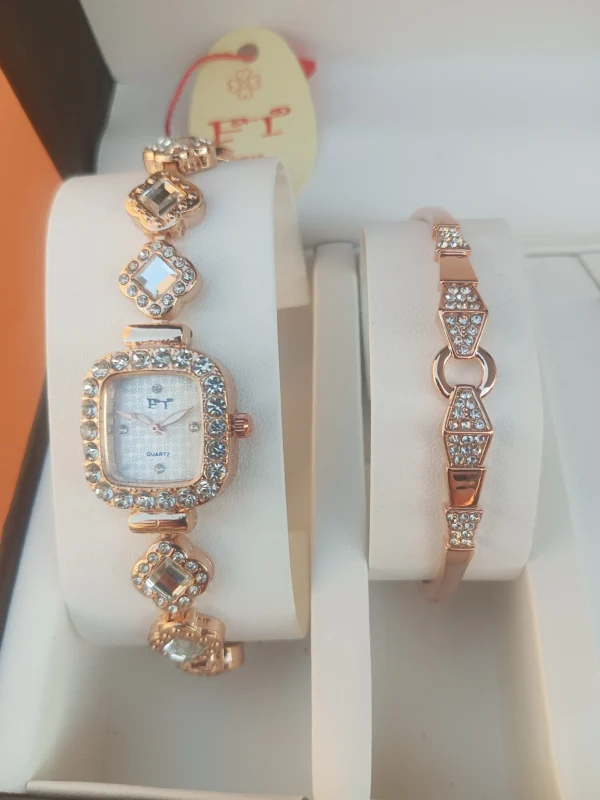 Rose Gold-Plated Watch and Heart Jewelry Set