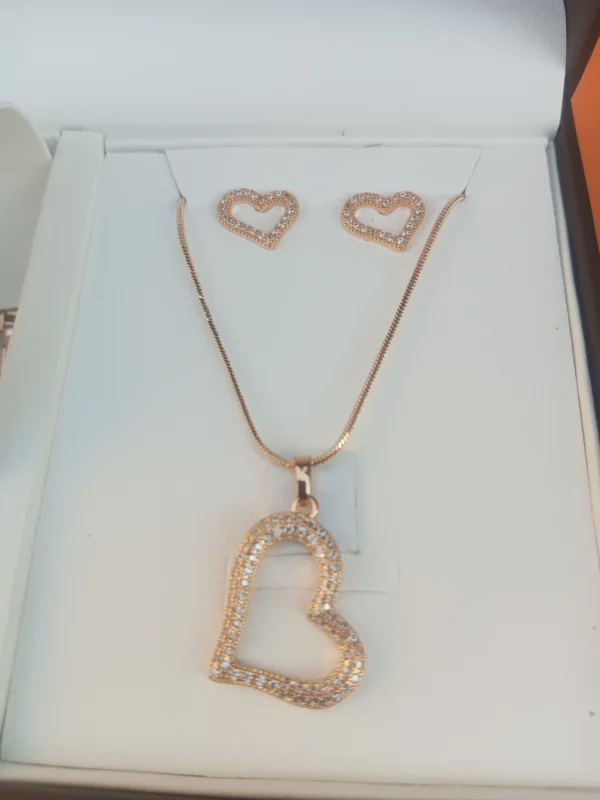 Rose Gold-Plated Watch and Heart Jewelry Set