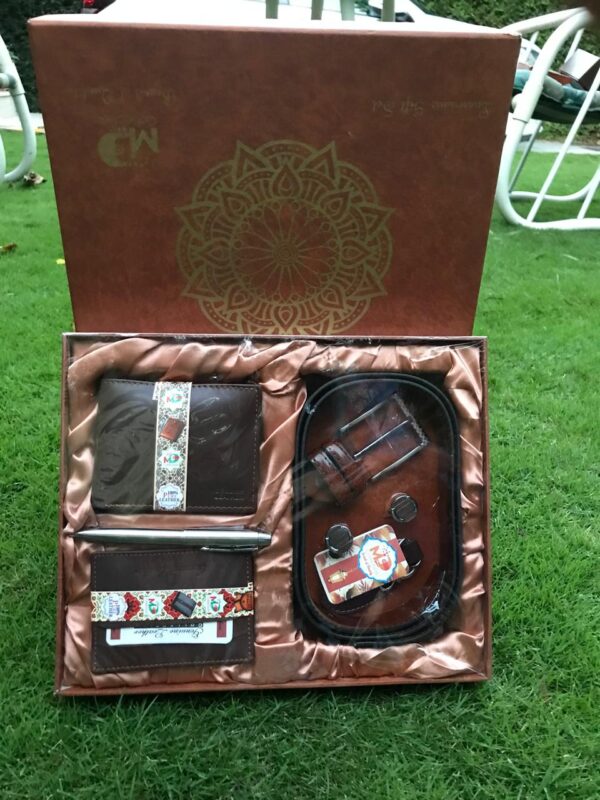 Premium 5-in-1 Leather Gift Set – Wallet, Belt, Keychain, Pen & Luxury Gift Box