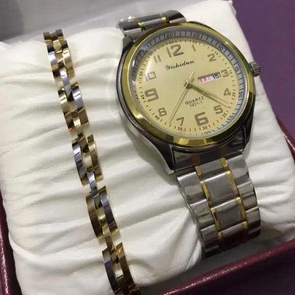 Men’s Two-Tone Watch & Bracelet Set