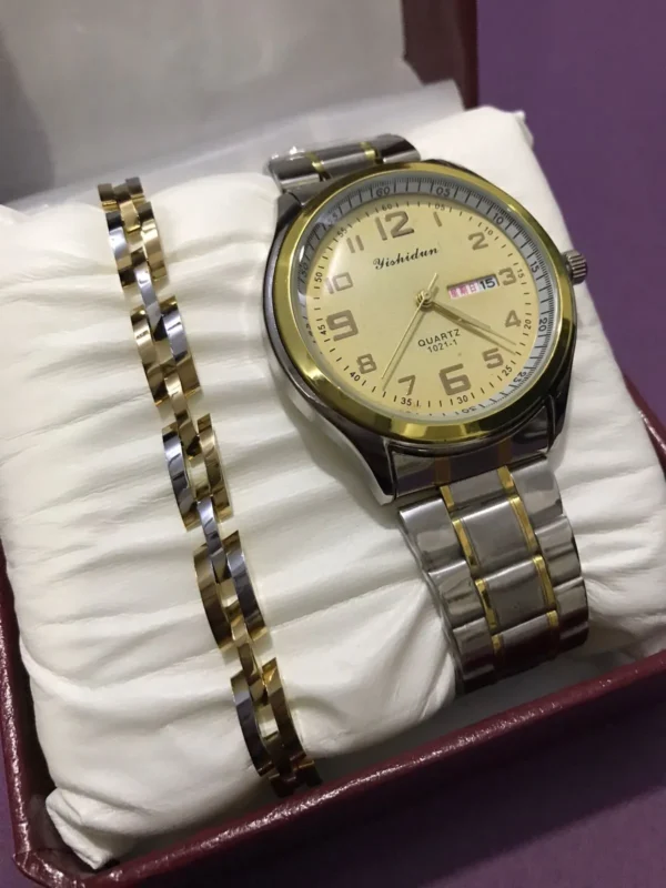 Men’s Two-Tone Watch & Bracelet Set