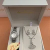 Elegant Silver Crystal Watch & Jewelry Gift Set for Women
