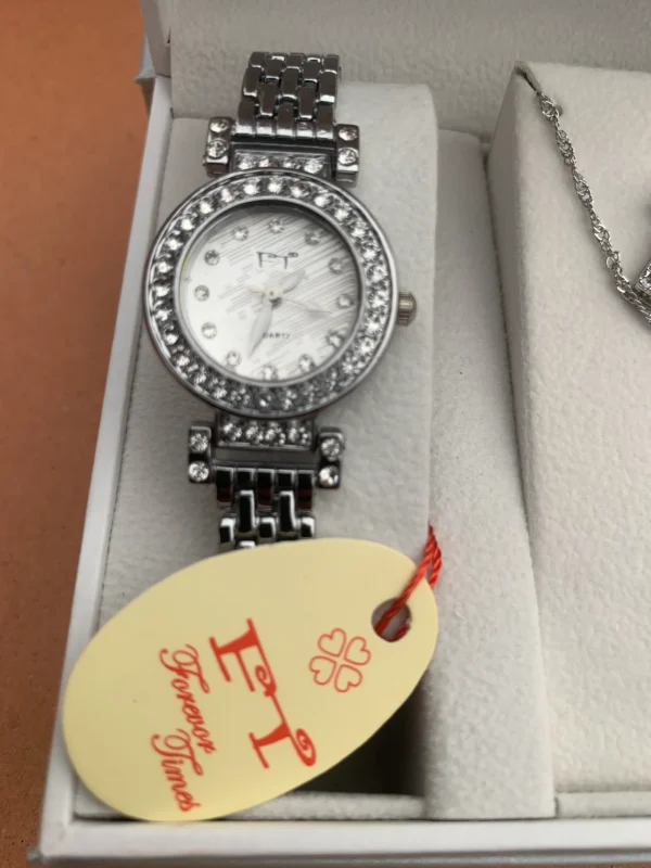 Elegant Silver Crystal Watch & Jewelry Gift Set for Women