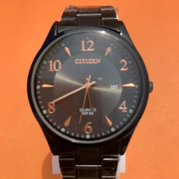 Men's Analog Watch (Black Dial with Copper Accents)