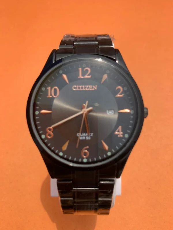 Men's Analog Watch (Black Dial with Copper Accents)