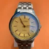 Men's Analog Watch – Golden Dial with Silver Stainless Steel Strap