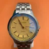Men's Analog Watch – Golden Dial with Silver Stainless Steel Strap