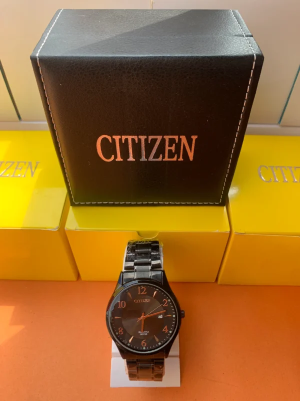 Men's Analog Watch (Black Dial with Copper Accents)