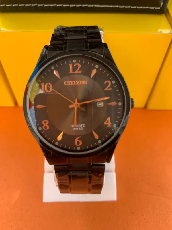Men's Analog Watch (Black Dial with Copper Accents)