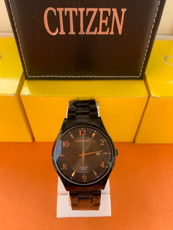 Men's Analog Watch (Black Dial with Copper Accents)