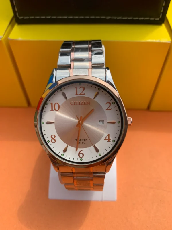 Men's Quartz Analog Watch -  Silver-Rose Two-Tone