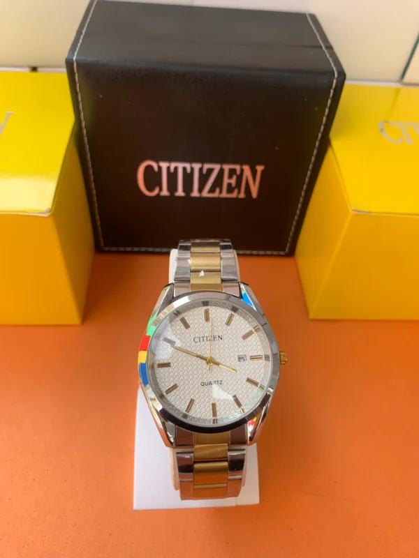 Men’s Watch – Gold-Silver Two-Tone with Textured Dial