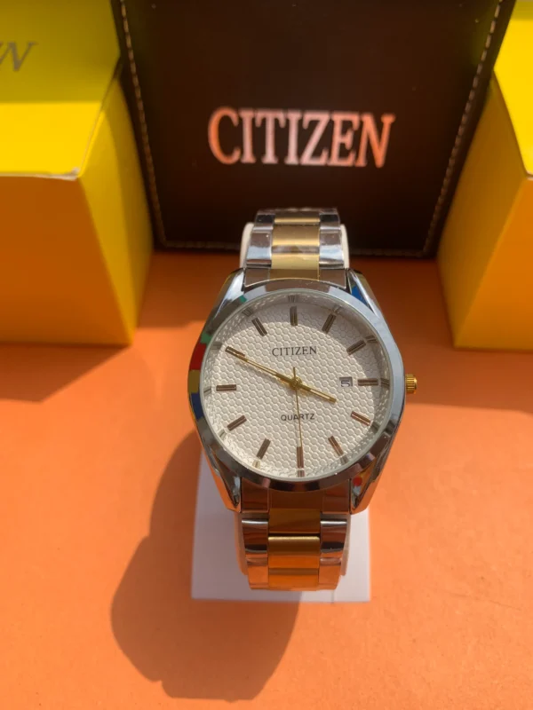 Men’s Watch – Gold-Silver Two-Tone with Textured Dial