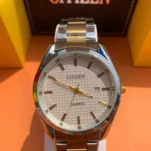 Men’s Watch – Gold-Silver Two-Tone with Textured Dial