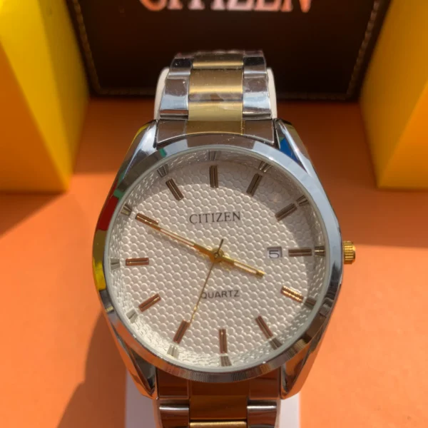 Men’s Watch – Gold-Silver Two-Tone with Textured Dial