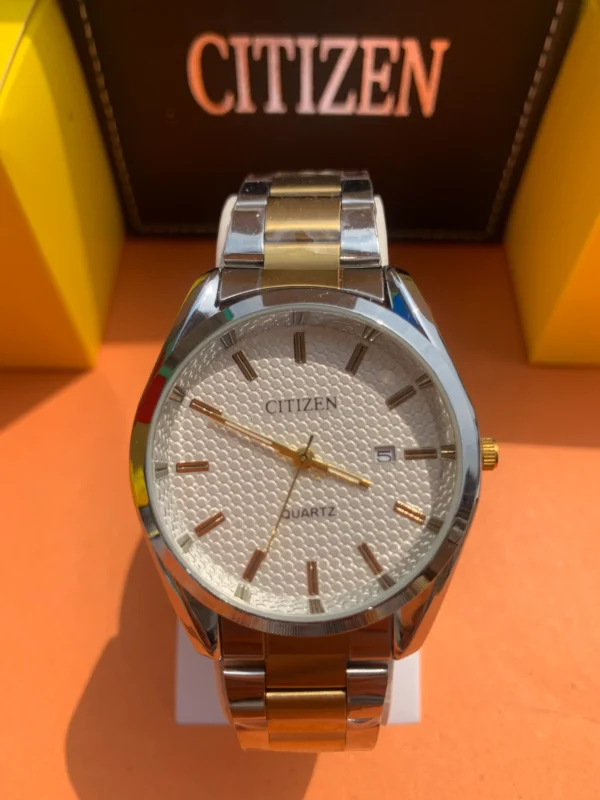 Men’s Watch – Gold-Silver Two-Tone with Textured Dial