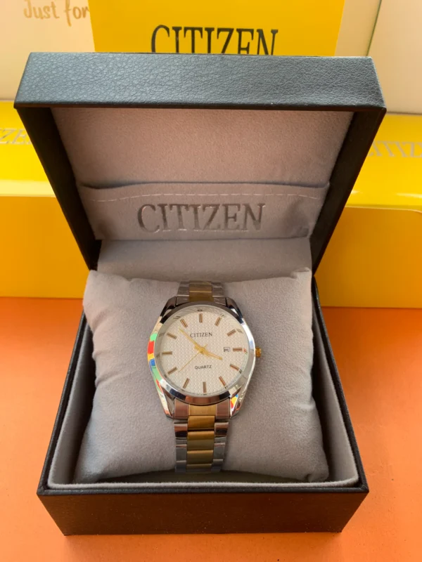 Men’s Watch – Gold-Silver Two-Tone with Textured Dial