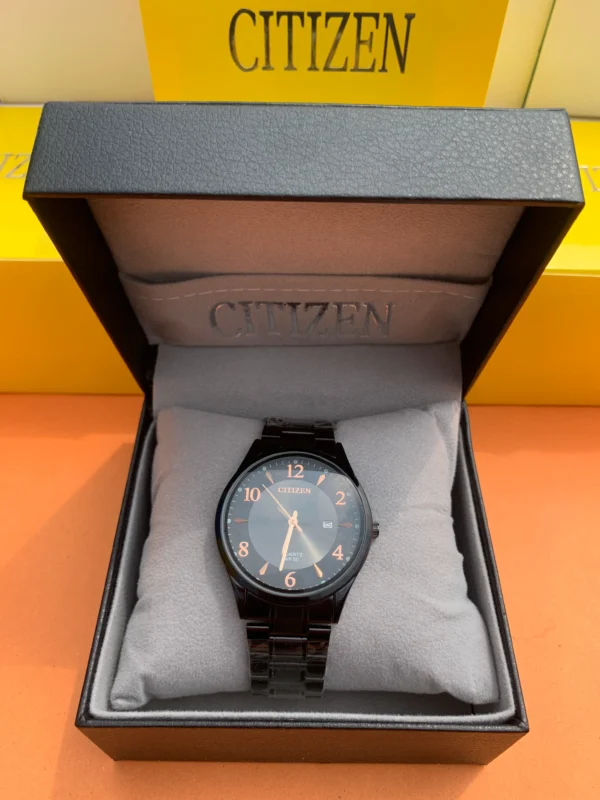 Men's Analog Watch (Black Dial with Copper Accents)