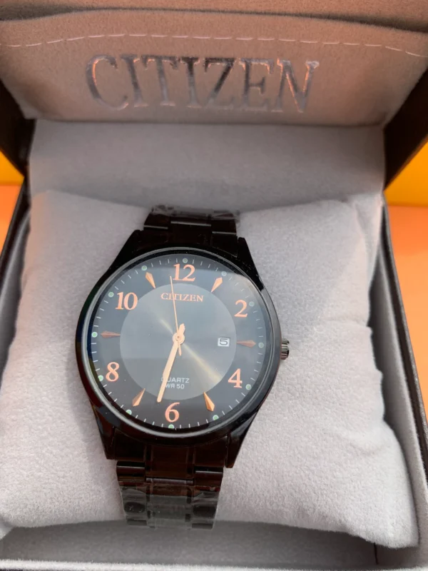 Men's Analog Watch (Black Dial with Copper Accents)