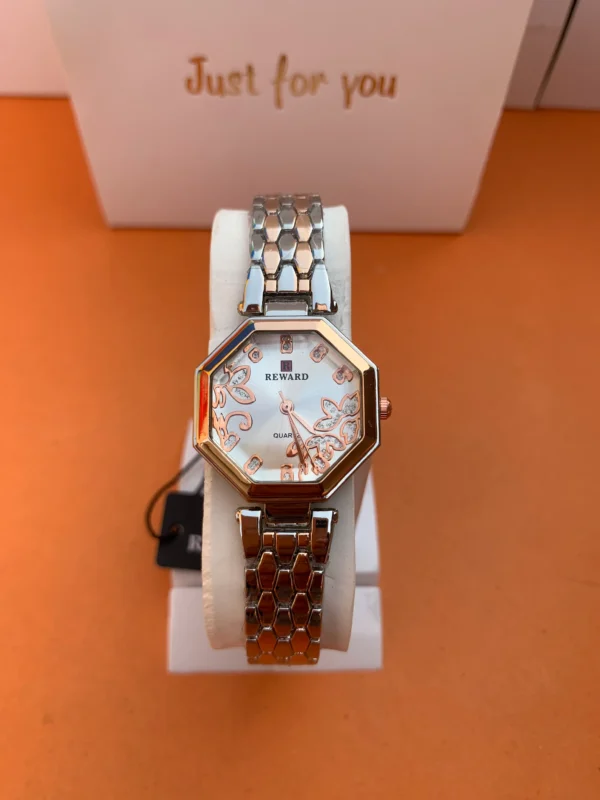 Elegant Floral Dial Women's Hexagon Watch