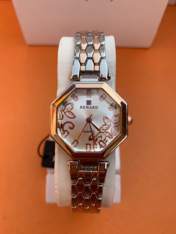 Elegant Floral Dial Women's Hexagon Watch
