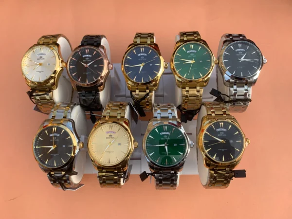 Classic Day-Date Metal Bracelet Watch – 9 Vibrant Dial & Case Combinations