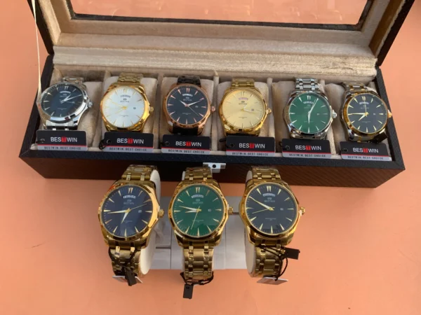 Classic Day-Date Metal Bracelet Watch – 9 Vibrant Dial & Case Combinations