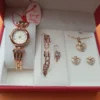Rosegold Heart Jewelry & Watch Gift Set for Women