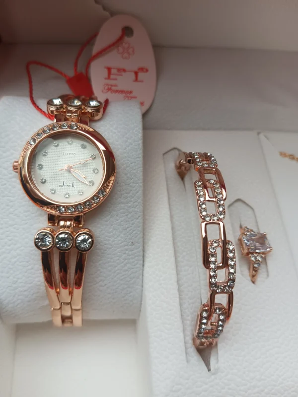 Rosegold Heart Jewelry & Watch Gift Set for Women