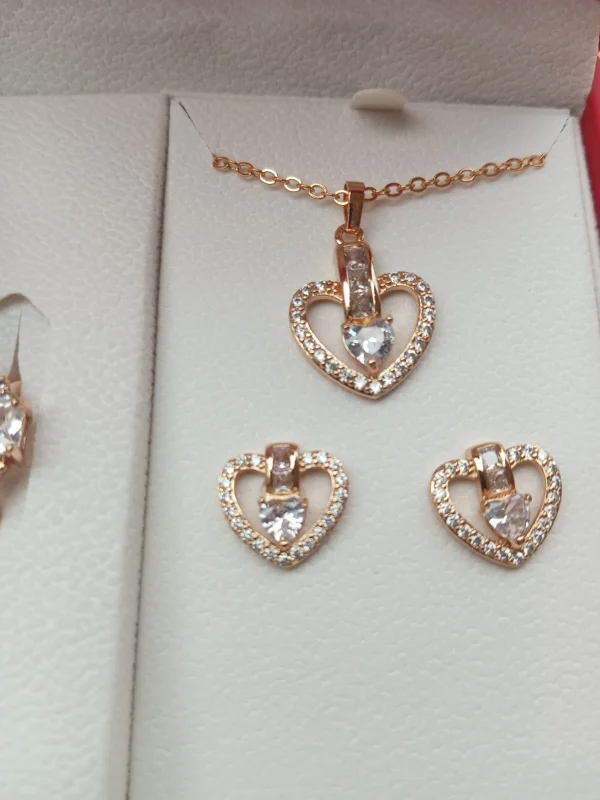 Rosegold Heart Jewelry & Watch Gift Set for Women