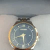 Two-Tone Stainless Steel Watch with Black Dial