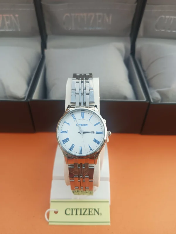 Classic Watch with Blue Roman Numerals