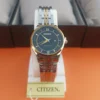 Two-Tone Stainless Steel Watch with Black Dial