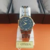 Two-Tone Stainless Steel Watch with Black Dial