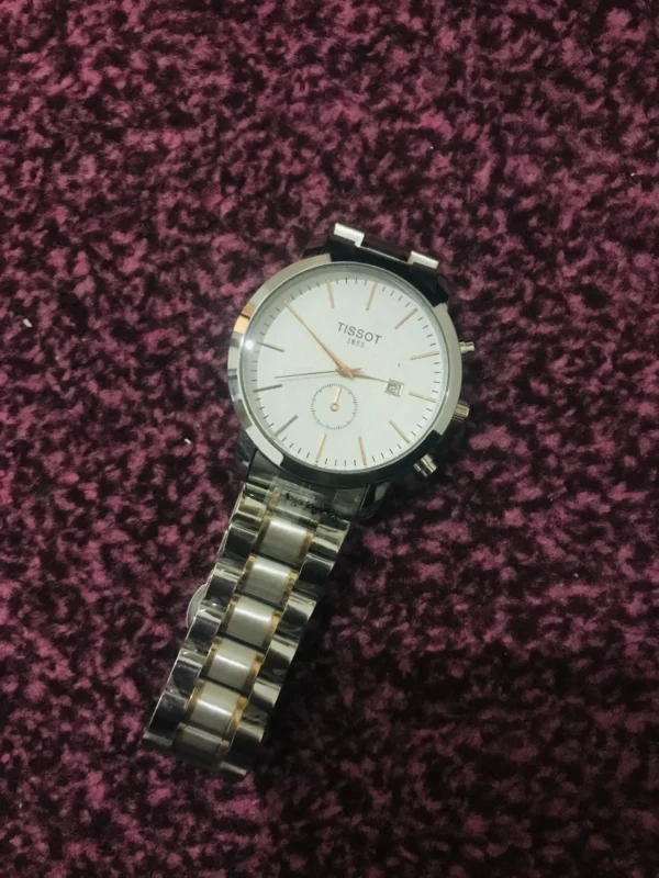 Men’s Classic Watch – White Dial with Two-Tone Bracelet