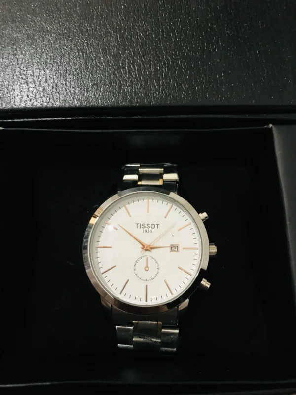 Men’s Classic Watch – White Dial with Two-Tone Bracelet