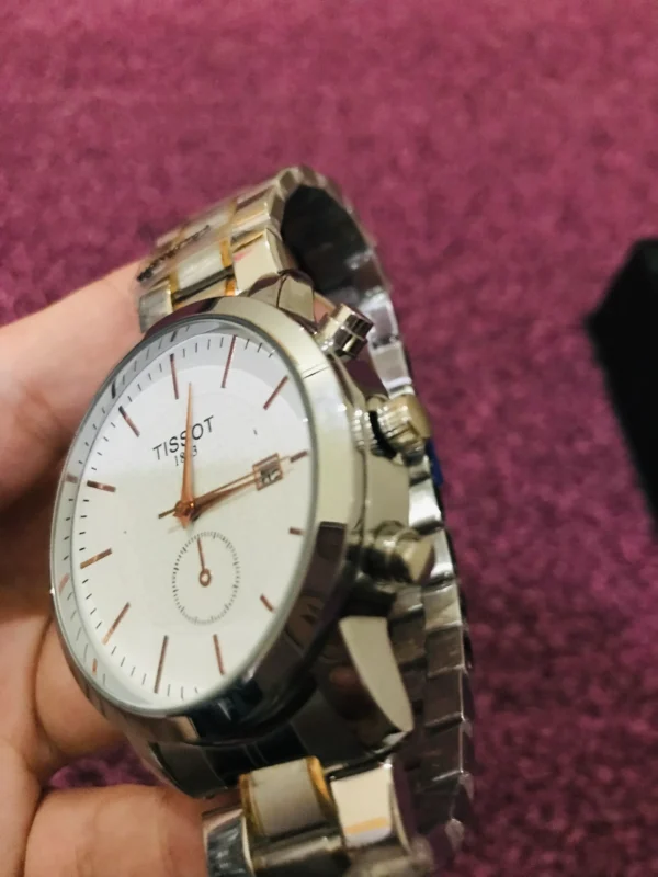 Men’s Classic Watch – White Dial with Two-Tone Bracelet