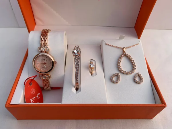 Royal Rose Gold Teardrop Gift Set – 4-in-1 Elegant Combo