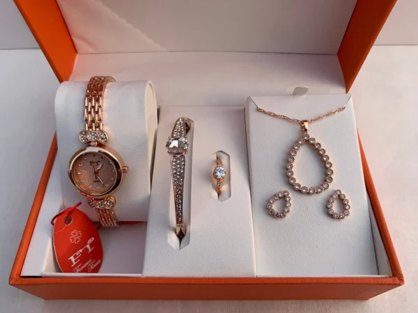 Royal Rose Gold Teardrop Gift Set – 4-in-1 Elegant Combo